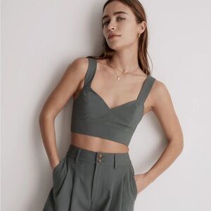 Madewell Sleek Sage Green Crop Top Size 12 NWT